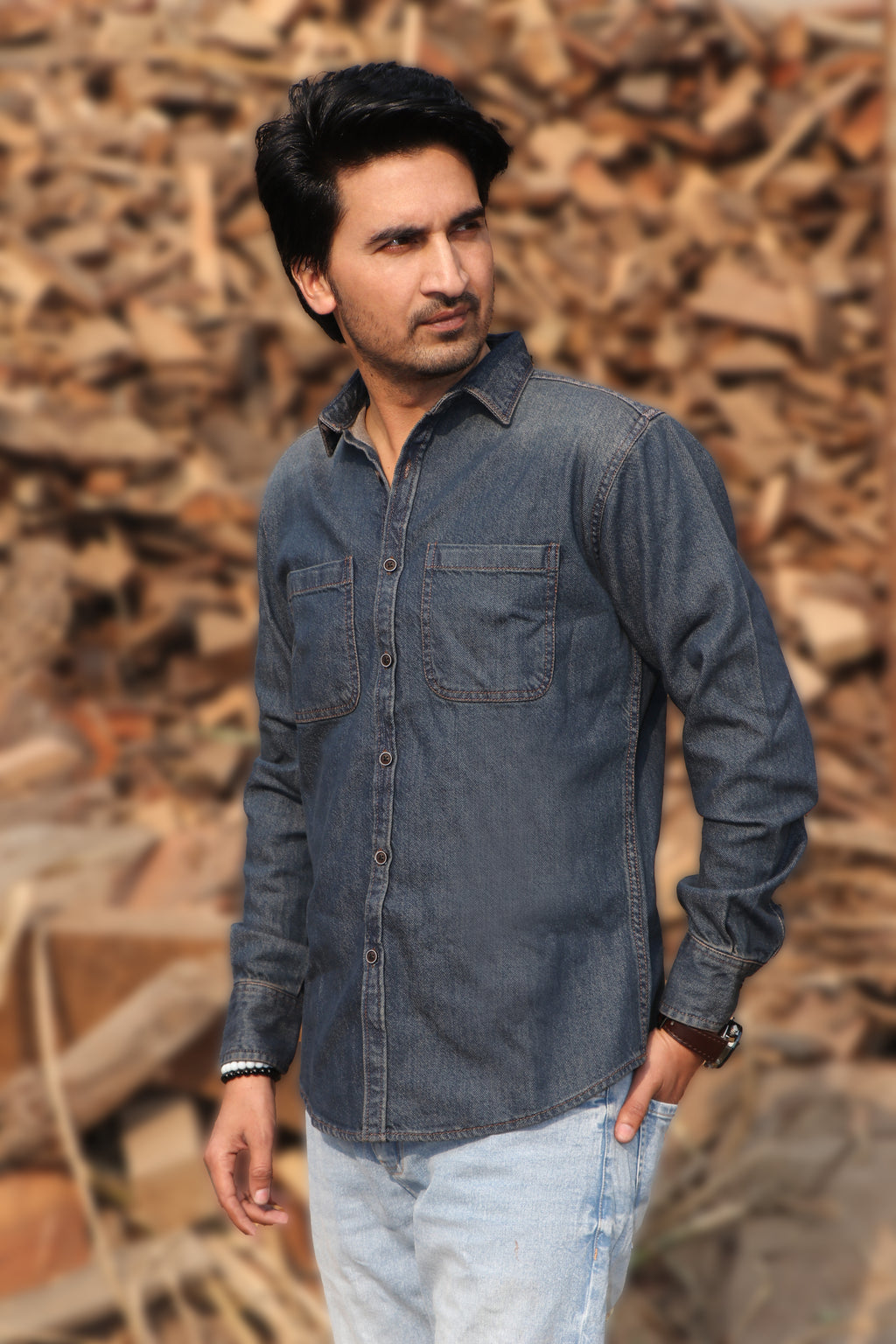 Men’s Slim Fit Denim Shirt DS-CB01