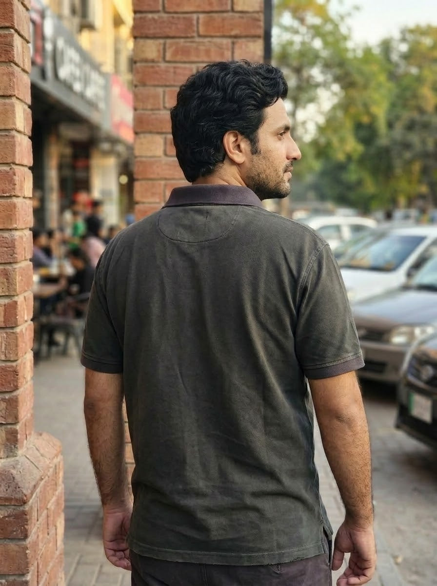 Denim Polo T-Shirt Grey
